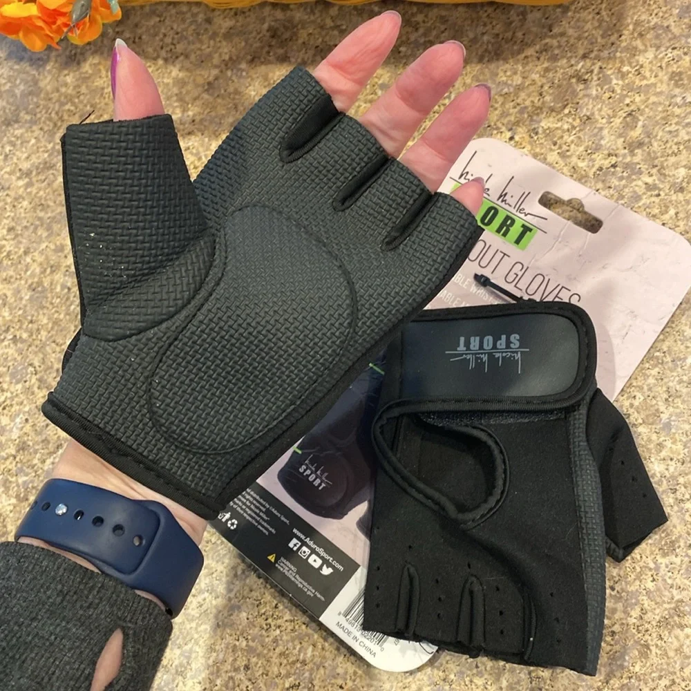 Nicole Miller Sport Workout Gloves L/XL Black Padded Grips